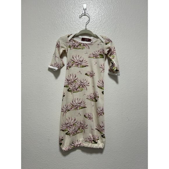 Milkbarn Sleep Gown Size 0-3 Months Bamboo Watercolor Lotus Flower Print - Picture 1 of 4